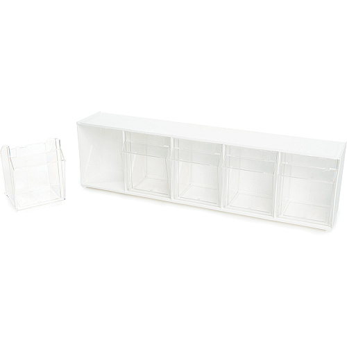 Deflecto Tilt Bin Interlocking Multi-Bin Storage Organizer 5 Compartment(s) - 6.50" Height x 23.63" Width x 5.25" Depth - Desktop - White - 1 Each (20503OP)