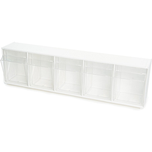 Deflecto Tilt Bin Interlocking Multi-Bin Storage Organizer 5 Compartment(s) - 6.50" Height x 23.63" Width x 5.25" Depth - Desktop - White - 1 Each (20503OP)