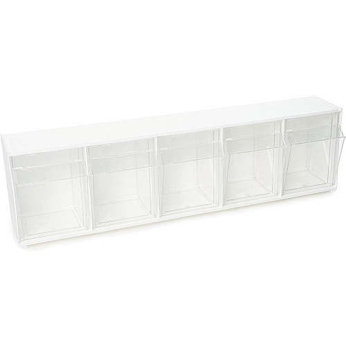Deflecto Tilt Bin Interlocking Multi-Bin Storage Organizer 5 Compartment(s) - 6.50" Height x 23.63" Width x 5.25" Depth - Desktop - White - 1 Each (20503OP)
