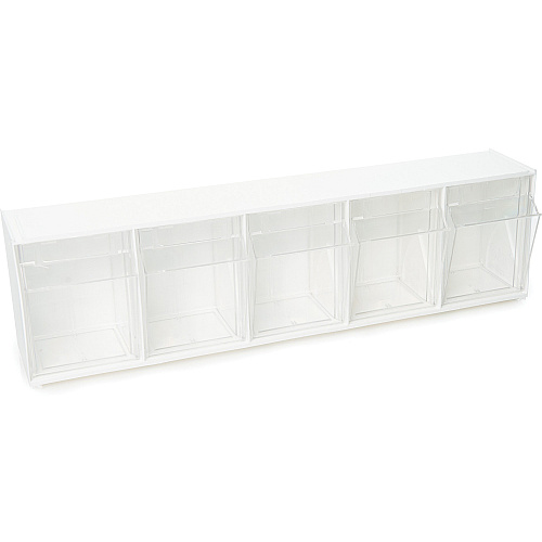 Deflecto Tilt Bin Interlocking Multi-Bin Storage Organizer 5 Compartment(s) - 6.50" Height x 23.63" Width x 5.25" Depth - Desktop - White - 1 Each (20503OP)