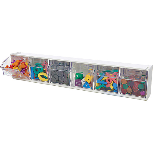 Deflecto Tilt Bin Interlocking Multi-Bin Storage Organizer 6 Compartment(s) - 4.50" Height x 23.63" Width x 3.63" Depth - Desktop - Interlockable, Lockable - White - 1 Each (20603OP)
