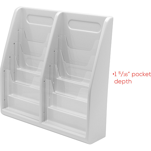 Deflecto Multi-Compartment Literature Display 8 Pocket(s) - 19.75" Height x 20.25" Width x 5" Depth - Desktop - Durable, Lightweight - Gray - Plastic - 1 Each (52209)