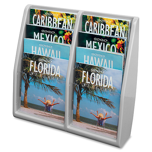 Deflecto Multi-Compartment Literature Display 8 Pocket(s) - 19.75" Height x 20.25" Width x 5" Depth - Desktop - Durable, Lightweight - Gray - Plastic - 1 Each (52209)