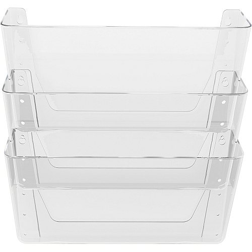 Deflecto Stackable DocuPocket for Partition Walls 3 Pocket(s) - 3 Compartment(s) - 7" Height x 13" Width x 4" Depth - Stackable - Clear - 3 / Set (73601RT)