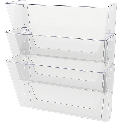 Deflecto Stackable DocuPocket for Partition Walls 3 Pocket(s) - 3 Compartment(s) - 7" Height x 13" Width x 4" Depth - Stackable - Clear - 3 / Set (73601RT)