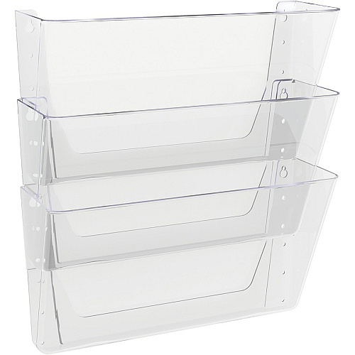 Deflecto Stackable DocuPocket for Partition Walls 3 Pocket(s) - 3 Compartment(s) - 7" Height x 13" Width x 4" Depth - Stackable - Clear - 3 / Set (73601RT)