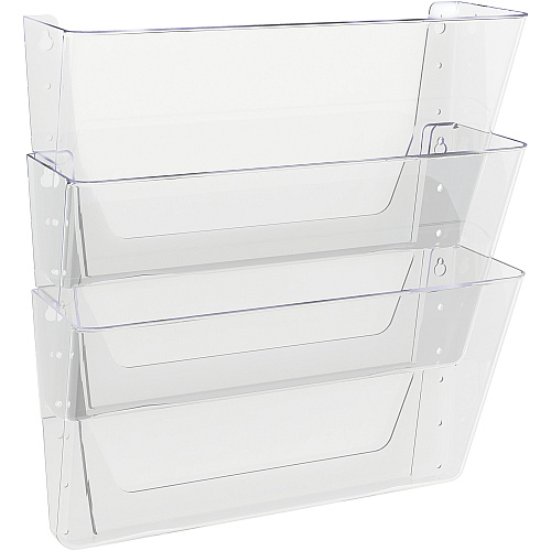 Deflecto Stackable DocuPocket for Partition Walls 3 Pocket(s) - 3 Compartment(s) - 7" Height x 13" Width x 4" Depth - Stackable - Clear - 3 / Set (73601RT)