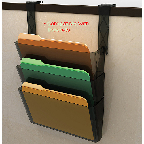 Deflecto Stackable DocuPocket Set 3 Pocket(s) - 7" Height x 13" Width x 4" Depth - Stackable - Smoke - 3 / Set (73602RT)