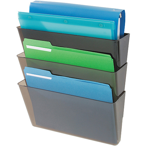 Deflecto Stackable DocuPocket Set 3 Pocket(s) - 7" Height x 13" Width x 4" Depth - Stackable - Smoke - 3 / Set (73602RT)