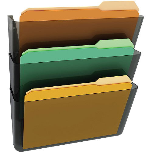 Deflecto Stackable DocuPocket Set 3 Pocket(s) - 7" Height x 13" Width x 4" Depth - Stackable - Smoke - 3 / Set (73602RT)