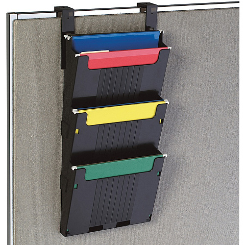 Deflecto Partition Pocket System 3 Pocket(s) - 25" Height x 12.62" Width x 3.87" Depth - Black - 3 / Set (OPS104)