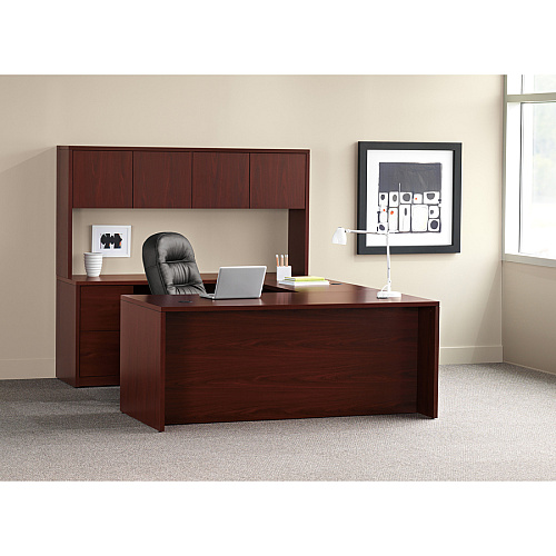 HON 10500 Series Bridge 29.5" Height x 42" Width x 24" Depth - Square Edge - Finish: Laminate, Mahogany - Scratch Resistant, Stain Resistant - For Office (10560NN)