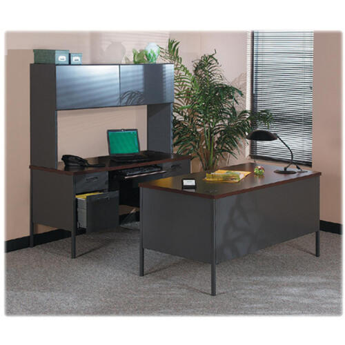 HON Metro Classic HP3276 Pedestal Desk 29.5" Height x 72" Width x 36" Depth - 5 x Box, File Drawer(s) - Double Pedestal - Square Edge - Finish: Charcoal - Glide, Scratch Resistant, Spill Resistant, Stain Resistant, Liquid Resistant, Durable, Stu (P3276NS)