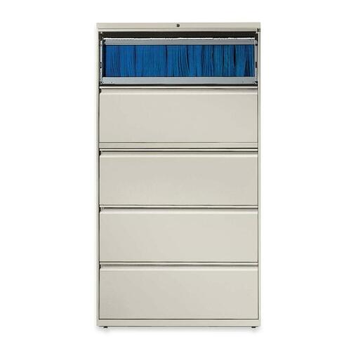 HON Brigade 800 H885 Lateral File 64.3" Height x 36" Width x 18" Depth - 5 - Finish: Light Gray - Radius Pull, Lockable, Glide, Removable Lock, Heavy Duty - For File Storage, Workstation, Desk, Office (885LQ)