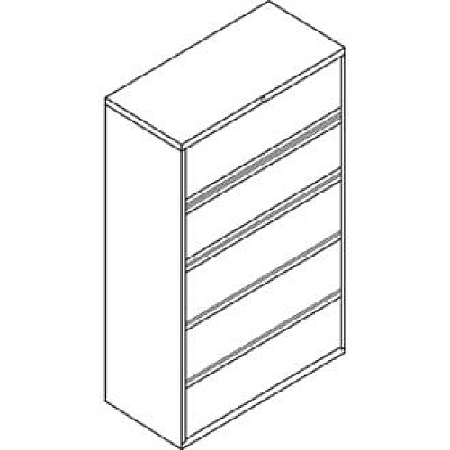HON Brigade 800 H895 Lateral File 64.3" Height x 42" Width x 18" Depth - 5 - Finish: Light Gray - Radius Pull, Lockable, Glide, Removable Lock, Heavy Duty - For File Storage, Workstation, Desk, Office (895LQ)