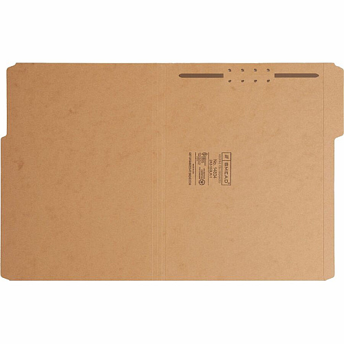 Smead Straight Tab Cut Letter Recycled Fastener Folder 8 1/2" x 11" - 3/4" Expansion - 1 x 2K Fastener(s) - 2" for Folder - Top Tab Location - Assorted Tab Position - 11 pt. - 2 Plys - Kraft - Wear Resistant, Tear Resistant, Heavy Duty, Reinforced (14834)