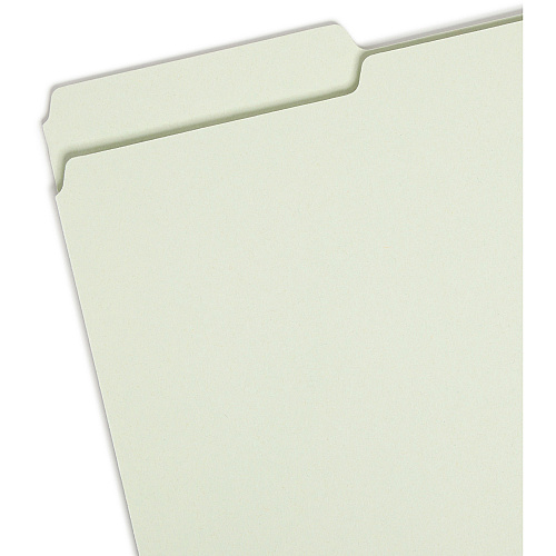 Smead 1/3 Tab Cut Legal Recycled Top Tab File Folder 8 1/2" x 14" - 1" Expansion - Top Tab Location - Assorted Tab Position - 25 pt. - Pressboard - Gray, Green - Heavy Duty, Rounded Corner, Wear Resistant, Tear Resistant - 100% Recycled - 25 / Box (18230)