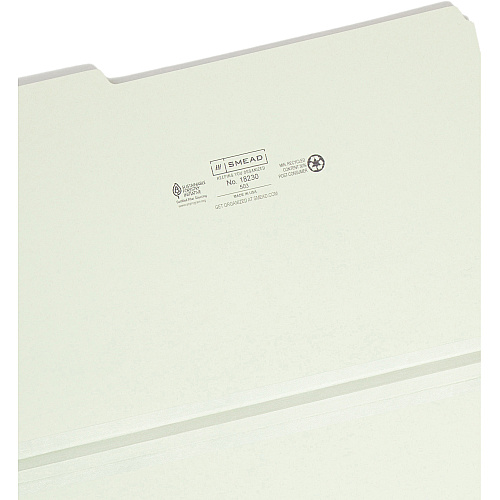 Smead 1/3 Tab Cut Legal Recycled Top Tab File Folder 8 1/2" x 14" - 1" Expansion - Top Tab Location - Assorted Tab Position - 25 pt. - Pressboard - Gray, Green - Heavy Duty, Rounded Corner, Wear Resistant, Tear Resistant - 100% Recycled - 25 / Box (18230)