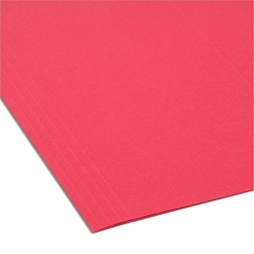 Smead Colored 1/5 Tab Cut Legal Recycled Hanging Folder 8 1/2" x 14" - Top Tab Location - Assorted Tab Position - 11 pt. - Red - 10% Recycled - 25 / Box (64167)