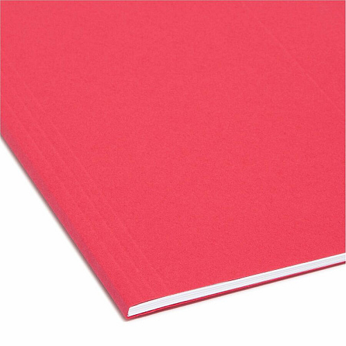 Smead Colored 1/5 Tab Cut Legal Recycled Hanging Folder 8 1/2" x 14" - Top Tab Location - Assorted Tab Position - 11 pt. - Red - 10% Recycled - 25 / Box (64167)