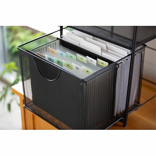 Smead Letter Expanding File 8 1/2" x 11" - 7/8" Expansion - 13 Pocket(s) - 12 Divider(s) - Polypropylene - Black - 1 Each (65125)