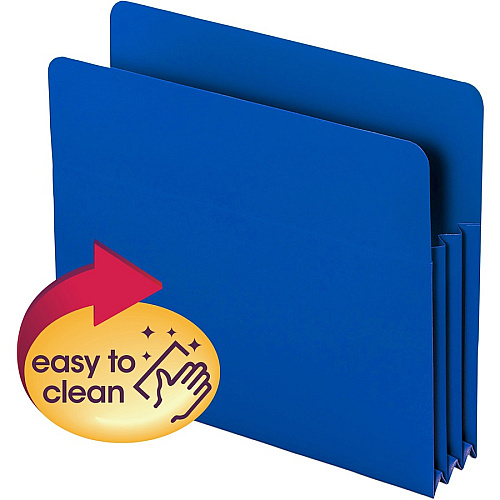 Smead Straight Tab Cut Letter File Pocket 8 1/2" x 11" - 3 1/2" Expansion - Polypropylene - Blue - 4 / Pack (73503)