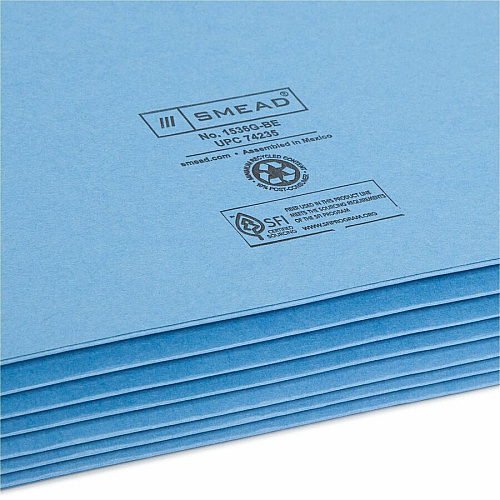 Smead Colored File Pockets 8 1/2" x 14" - 5 1/4" Expansion - Top Tab Location - 9 pt. - Card Stock - Blue - Tear Resistant - 10% Recycled - 1 Each (74235)