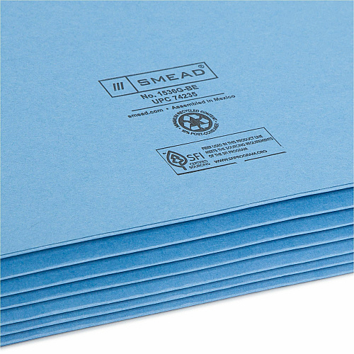 Smead Colored File Pockets 8 1/2" x 14" - 5 1/4" Expansion - Top Tab Location - 9 pt. - Card Stock - Blue - Tear Resistant - 10% Recycled - 1 Each (74235)