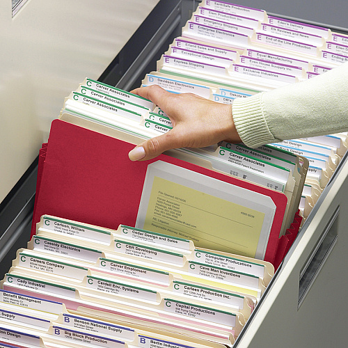 Smead Colored Straight Tab Cut Legal Recycled File Pocket 8 1/2" x 14" - 5 1/4" Expansion - Top Tab Location - Red - Tear Resistant - 10% Recycled - 1 Each (74241)