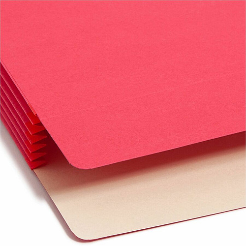 Smead Colored Straight Tab Cut Legal Recycled File Pocket 8 1/2" x 14" - 5 1/4" Expansion - Top Tab Location - Red - Tear Resistant - 10% Recycled - 1 Each (74241)