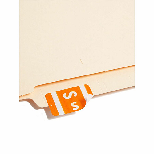 Smead AlphaZ ACCS Color-Coded Labels S - x 1" Width x 1 5/8" Length - Orange - Laminated - 10 / Sheet - 100 / Pack (67189)