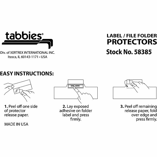 Tabbies Self-adhesive File Folder Label Protectors For 3 1/2" x 2" Sheet - Rectangular - Clear - 100 / Pack (58385)