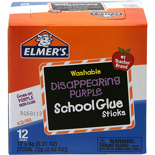 Elmer's Washable Nontoxic Glue Sticks 0.21 oz - Purple - 12 / Box (E514)