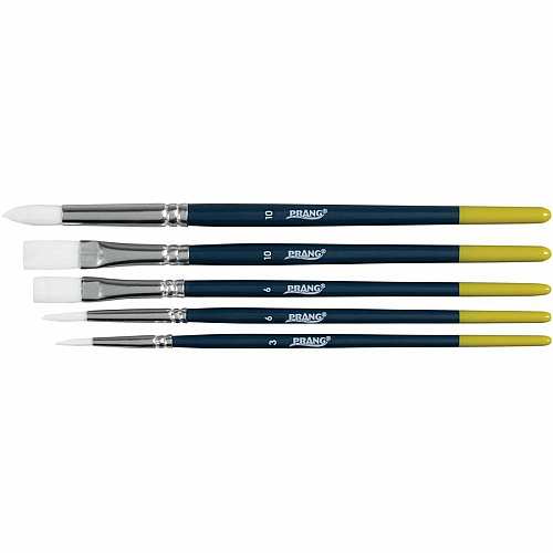 Prang Multipurpose Hobby Brush Set Assorted - Wood Red Handle - Aluminum Ferrule - 5 / Set (94005)