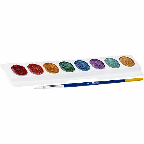 Prang Glitter Watercolors Set 8 Color(s) - Assorted - 0.11 fl oz - Washable - 8 / Set (80515)