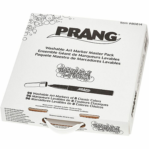 Prang Bullet Tip Washable Master Pack Art Markers Bullet Marker Point - Washable - Blue, Black, Green, Orange, Purple, Yellow, Red, Brown Ink - 96 / Box (80614)