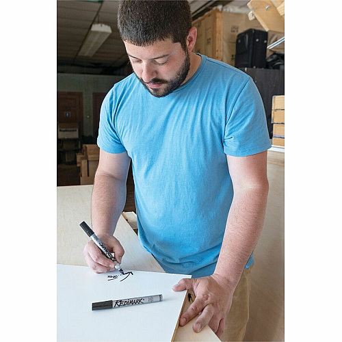 Dixon Industrial RediMark Chisel Tip Permanent Markers Chisel Marker Point - Black Ink - Metal Barrel - 12 / Box (87170)