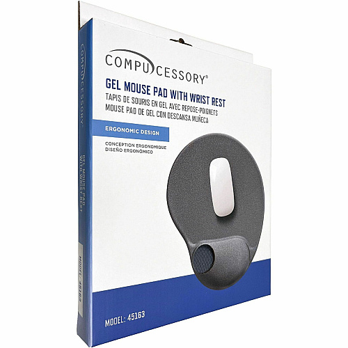 Compucessory Gel Mouse Pads 9" Height x 10" Width x 1" Depth - Gray - Gel - 1 Each (45163)