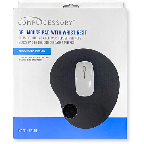 Compucessory Gel Mouse Pads 9" Height x 10" Width x 1" Depth - Black - Gel - 1 Each (55151)