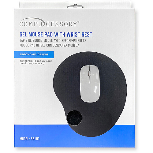 Compucessory Gel Mouse Pads 9" Height x 10" Width x 1" Depth - Black - Gel - 1 Each (55151)