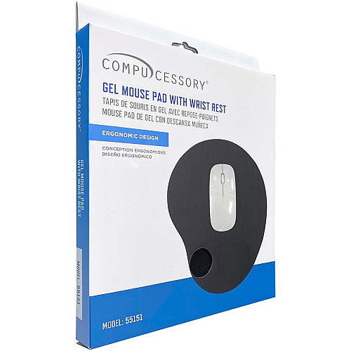 Compucessory Gel Mouse Pads 9" Height x 10" Width x 1" Depth - Black - Gel - 1 Each (55151)
