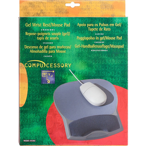 Compucessory Gel Wrist Rest with Mouse Pads 8.70" x 10.20" x 1.20" Dimension - Charcoal - Gel, Lycra - 1 Each (55302)