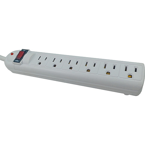 Compucessory 6-Outlet Office Surge Protectors Light Gray - 6 x AC Power - 1080 J - 125 V AC Input - 125 V AC Output - 15 ft (25103)