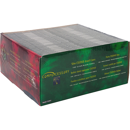 Compucessory Slim CD/DVD Jewel Cases Jewel Case - Black - 1 CD/DVD (55401)