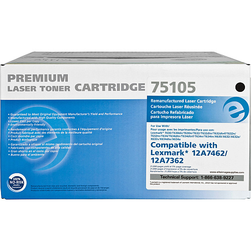 Elite Image Remanufactured Toner Cartridge - Alternative for Lexmark (12A7462) 21000 Pages (75105)