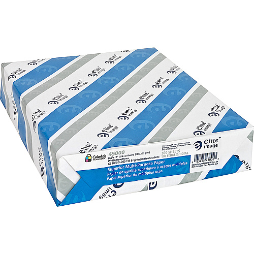 Elite Image Multipurpose Paper 98 Brightness - Letter - 8 1/2" x 11" - 20 lb Basis Weight - Sustainable Forestry Initiative (SFI) - White - 500/Pack - 5 / Carton (45000)