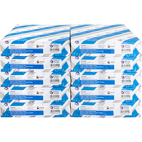 Elite Image Multipurpose Paper 98 Brightness - Letter - 8 1/2" x 11" - 20 lb Basis Weight - Sustainable Forestry Initiative (SFI) - Bright White - 500/Pack - 10 / Carton (45010)