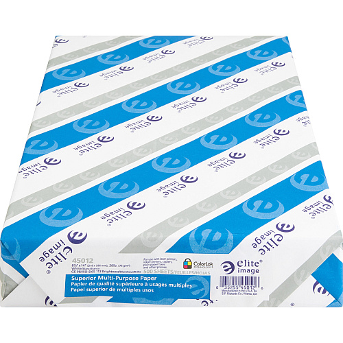 Elite Image Multipurpose Paper 98 Brightness - Legal - 8 1/2" x 14" - 20 lb Basis Weight - 5000 / Carton - Sustainable Forestry Initiative (SFI) - White (45012)