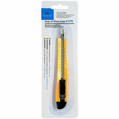 Sparco Fast-Point Snap-Off Blade Knife 5.75" Blade Length - Pocket Clip, Locking Blade - Yellow - 1 Each (01470)