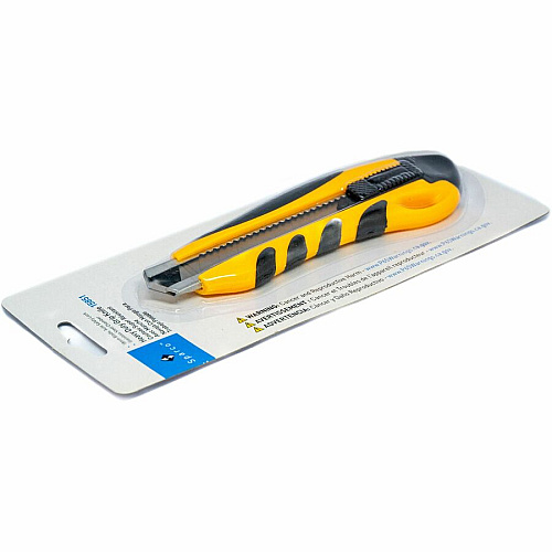 Sparco PVC Anti-Slip Rubber Grip Utility Knife Stainless Steel Blade - Heavy Duty - Yellow - 1 Each (15851)
